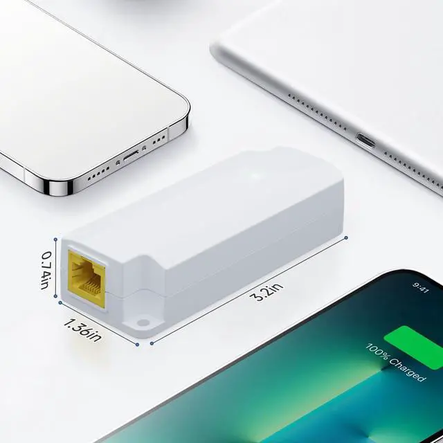 Alt view image 5 of 6 - Gigabit PoE to USB C Converter for Smart Phone/Tablet, USB-C to Ethernet Adapter with 10W Charging, Power & Data 2-in-1 RJ45 Port to Type-C Adapter, 10/100/1000Mbps High Speed Plug & Play,IEEE802.3af
