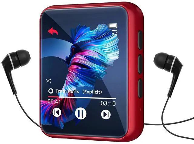 Main image of MP3 Player Bluetooth 5.3 Full Touch Screen Color Screen mini MP3 Player, HiFi Lossless Music Player with Speakers, FM Radio, Recording, Support up to 128GB (red)