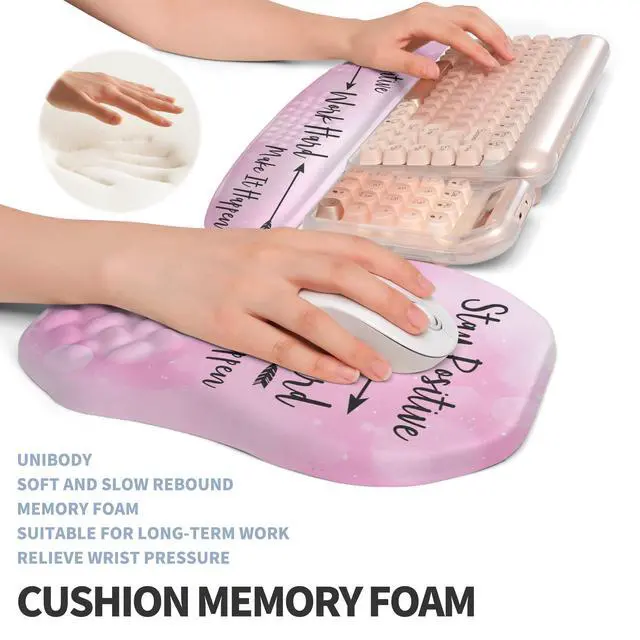 Alt view image 4 of 6 - 2-in-1 Ergonomic Set, Wave Keyboard Wrist Rest and Massage Slope Mouse Pad Wrist Support, Rebound Memory Foam for Relieve Carpal Tunnel Syndrome and Wrist Pain (Stay Positive)