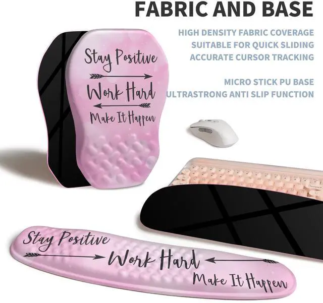 Alt view image 6 of 6 - 2-in-1 Ergonomic Set, Wave Keyboard Wrist Rest and Massage Slope Mouse Pad Wrist Support, Rebound Memory Foam for Relieve Carpal Tunnel Syndrome and Wrist Pain (Stay Positive)