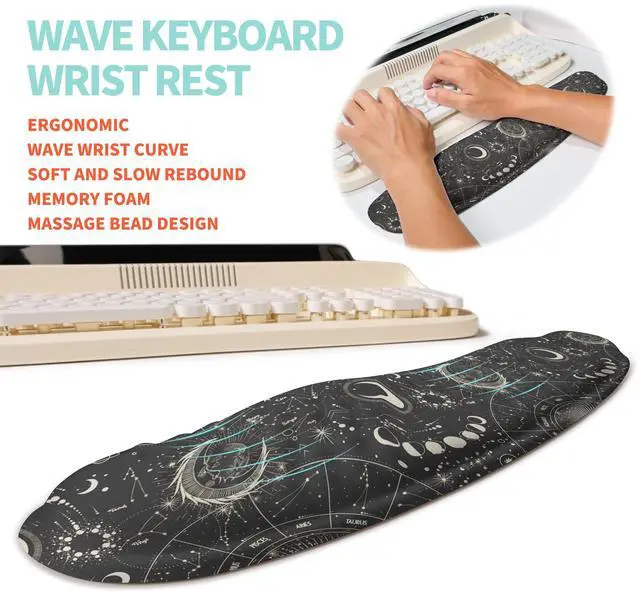 Alt view image 2 of 6 - 2-in-1 Ergonomic Set, Wave Rise Keyboard Wrist Rest and Massage Bulge Slope Mouse Pad Wrist Support, Cushion Memory Foam Integrated to Relieve Wrist Pain, Constellation