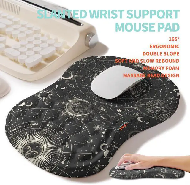 Alt view image 3 of 6 - 2-in-1 Ergonomic Set, Wave Rise Keyboard Wrist Rest and Massage Bulge Slope Mouse Pad Wrist Support, Cushion Memory Foam Integrated to Relieve Wrist Pain, Constellation