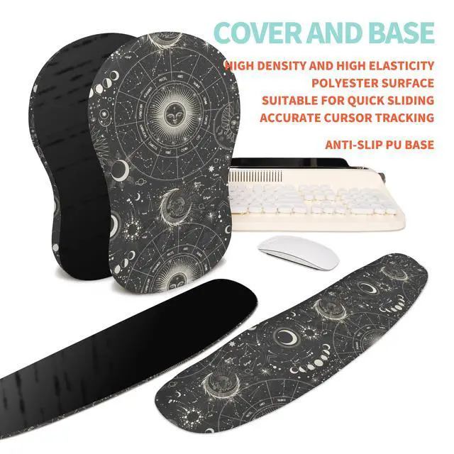 Alt view image 6 of 6 - 2-in-1 Ergonomic Set, Wave Rise Keyboard Wrist Rest and Massage Bulge Slope Mouse Pad Wrist Support, Cushion Memory Foam Integrated to Relieve Wrist Pain, Constellation