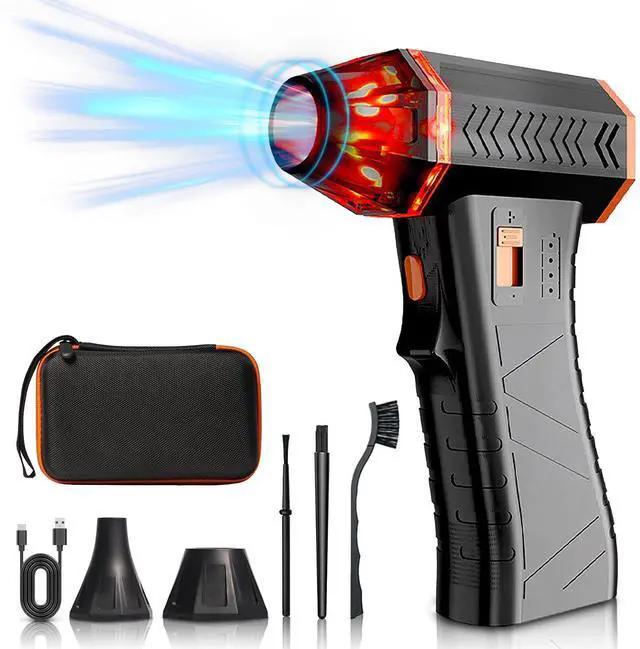 Main image of Compressed Air Duster, 130000 RPM Electric Air Duster Rechargeable Cordless Air Blower with 3 Gear Adjustable Setting with LED Light for Keyboard, Computer, Car, Home, and Outdoor Cleaning