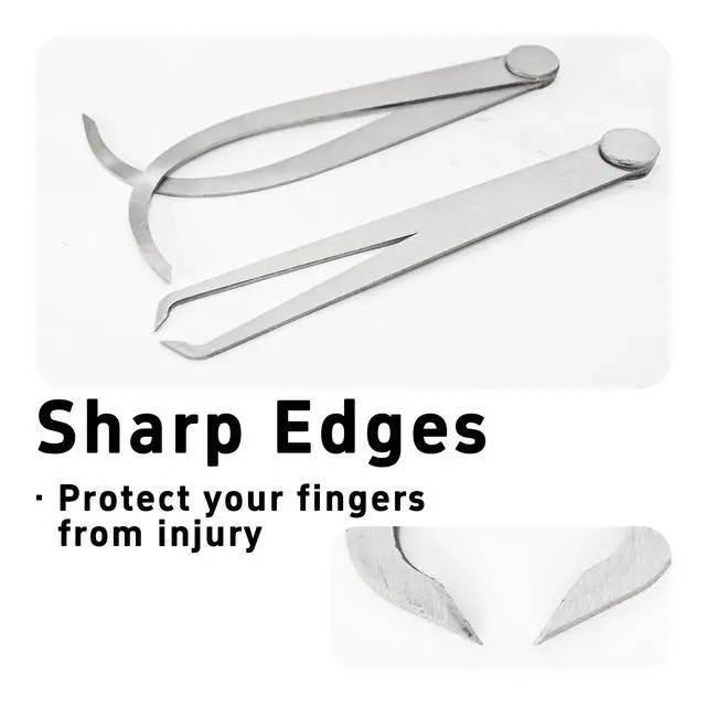 Alt view image 4 of 7 - 1 Pair 150mm (6 Inch) Inside Outside Caliper Set, Stainless Steel Measuring Tool with Firm Friction Joint for Accurate Internal and External Measurements