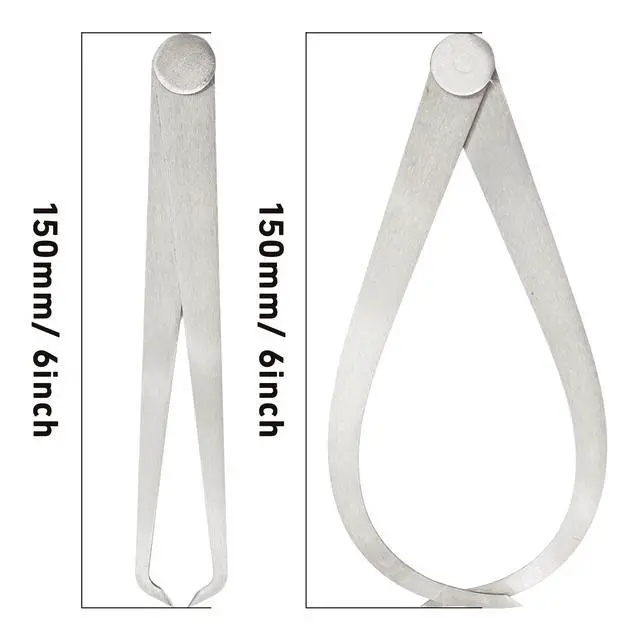 Alt view image 2 of 7 - 1 Pair 150mm (6 Inch) Inside Outside Caliper Set, Stainless Steel Measuring Tool with Firm Friction Joint for Accurate Internal and External Measurements