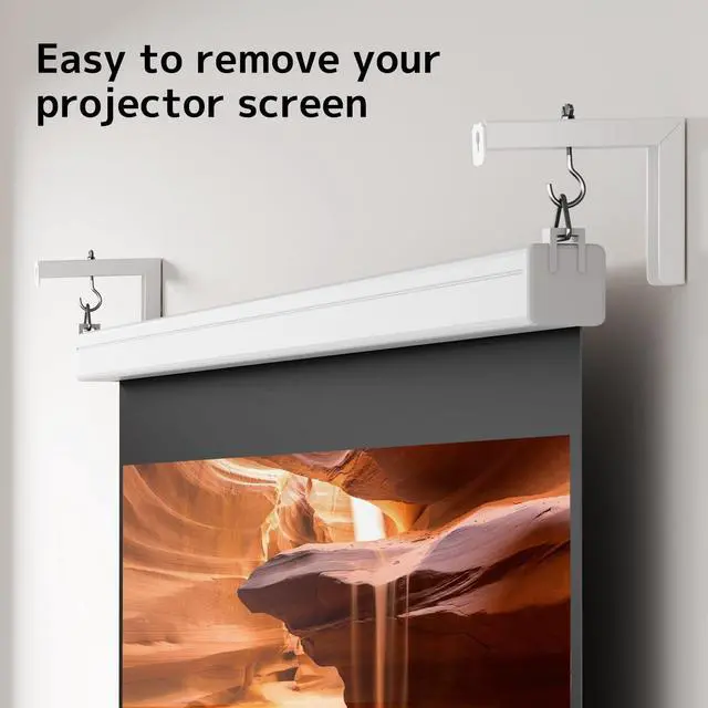 Alt view image 2 of 7 - Universal Projector Screen Ceiling Mount L-Brackets, Wall Hanging Mount 6 inch Adjustable Extension with Hook Kit, Hold up to 66 lbs, for Home Projector and Movie Screens, White