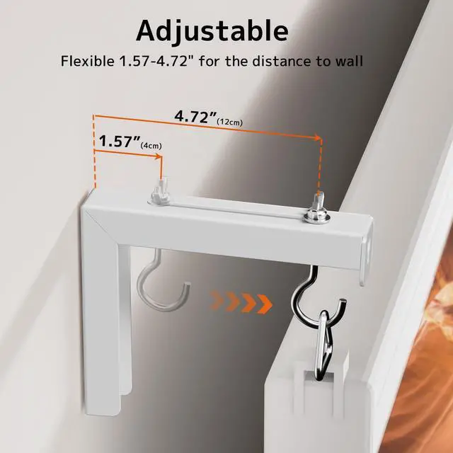 Alt view image 4 of 7 - Universal Projector Screen Ceiling Mount L-Brackets, Wall Hanging Mount 6 inch Adjustable Extension with Hook Kit, Hold up to 66 lbs, for Home Projector and Movie Screens, White