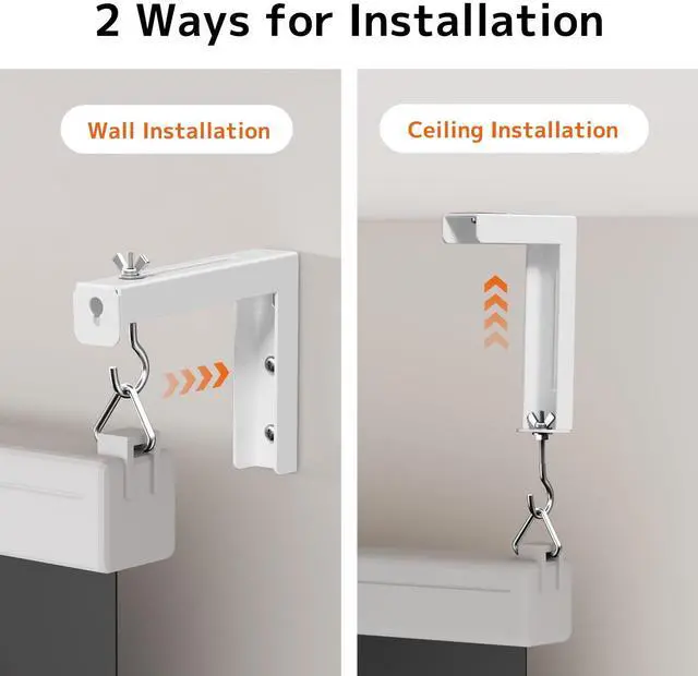 Alt view image 6 of 7 - Universal Projector Screen Ceiling Mount L-Brackets, Wall Hanging Mount 6 inch Adjustable Extension with Hook Kit, Hold up to 66 lbs, for Home Projector and Movie Screens, White
