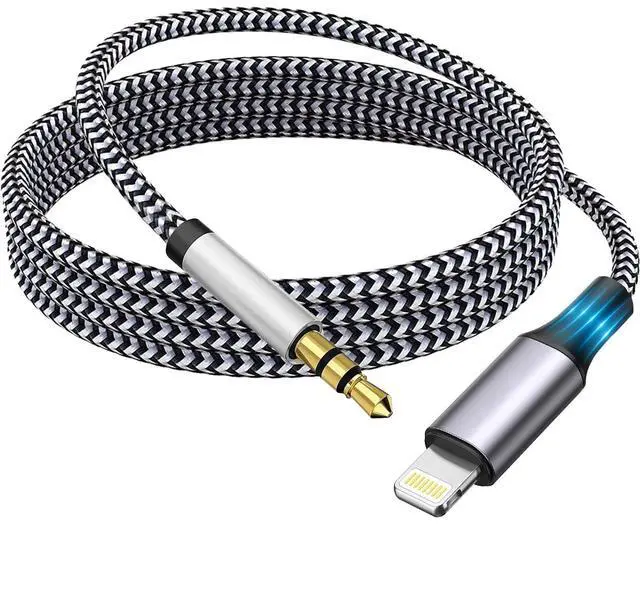 Main image of Apple MFi Certified Aux Cord for iPhone, Lightning to 3.5mm Jack Nylon Braided Audio Cable for iPhone 14 13 12 11 XS XR X 8 7 6 iPad to Car/Home Stereo/Headphone/Speaker, Headphone