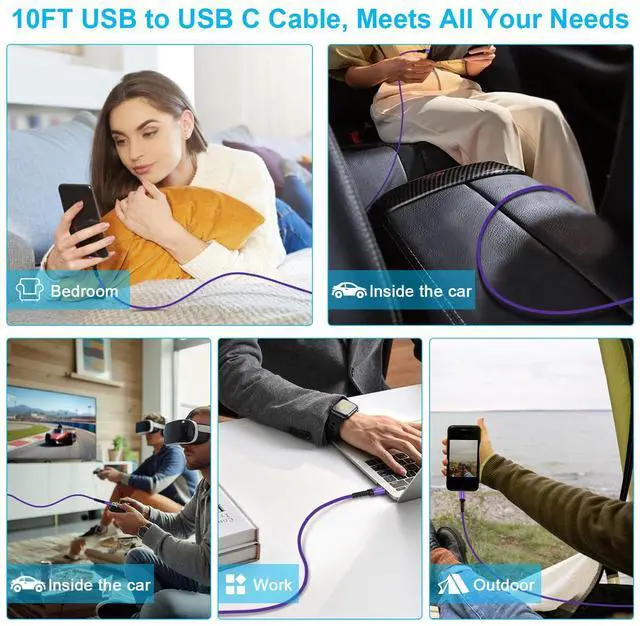 Alt view image 7 of 7 - for iPhone 17e 17 Pro Max Air, 240W USB C to C Charger Cable 10ft for iPhone 17e 17 Air 17 Pro 16e 16 15 Pro Max Plus,Fast Charging Type C Cord Long USB-C Cable for MacBook Pro/Air,Samsung Galaxy S26
