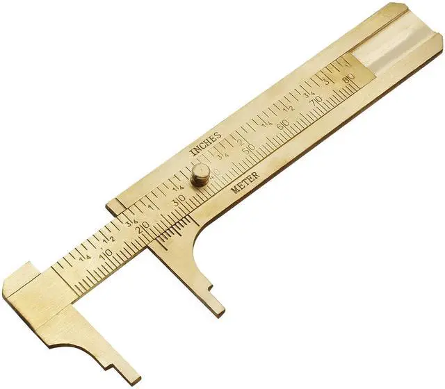 Main image of Brass Pocket Vernier Caliper Ruler, Sliding Gauge Mini Vernier Caliper Double Scales MM/Inch Measuring Tool (80mm)