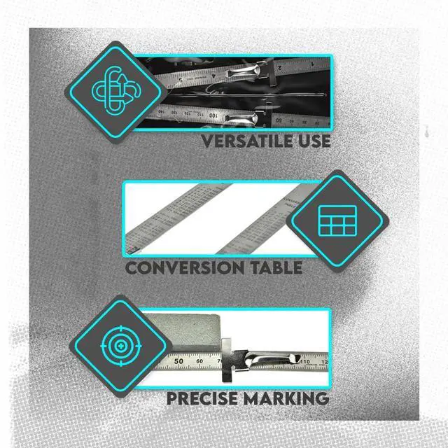 Alt view image 3 of 7 - Stainless Steel SAE Metric Ruler Set - Stainless Steel Precision Ruler Measuring Tool - Detachable Clips - Set of 2 Pcs - 925PSR-2