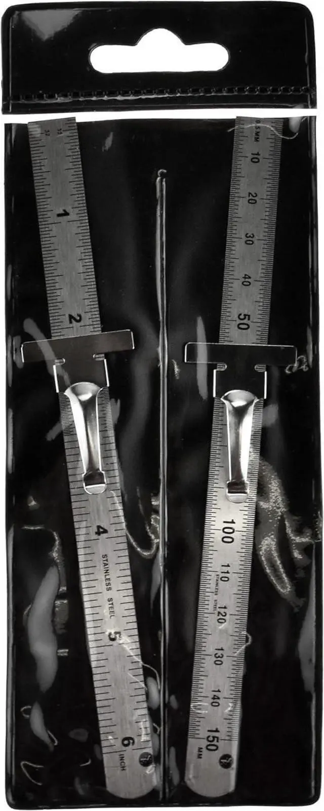 Alt view image 7 of 7 - Stainless Steel SAE Metric Ruler Set - Stainless Steel Precision Ruler Measuring Tool - Detachable Clips - Set of 2 Pcs - 925PSR-2