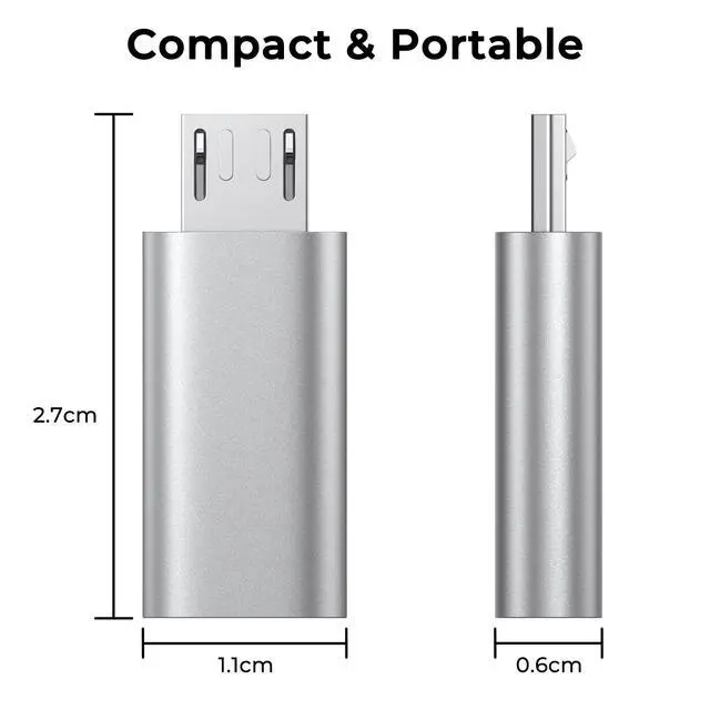 Alt view image 4 of 7 - 3 Pack USB C to Micro USB Adapter, USB Type C Female to Micro USB Male Converter Data Sync Compatible with Samsung Galaxy S7 S6 Note 5, Kindle, PS4, Nexus 5 6 and Micro USB Devices (Silver)