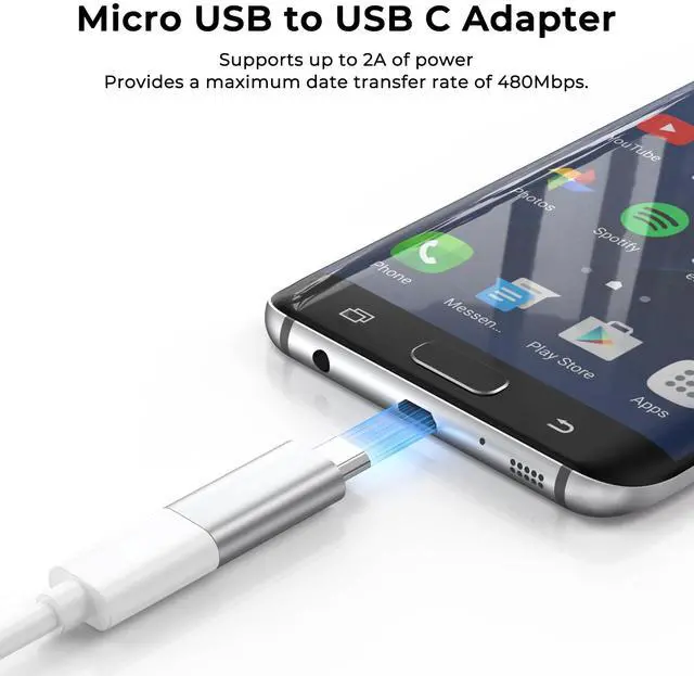 Alt view image 6 of 7 - 3 Pack USB C to Micro USB Adapter, USB Type C Female to Micro USB Male Converter Data Sync Compatible with Samsung Galaxy S7 S6 Note 5, Kindle, PS4, Nexus 5 6 and Micro USB Devices (Silver)