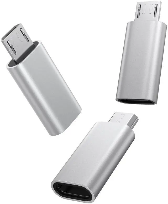 Alt view image 7 of 7 - 3 Pack USB C to Micro USB Adapter, USB Type C Female to Micro USB Male Converter Data Sync Compatible with Samsung Galaxy S7 S6 Note 5, Kindle, PS4, Nexus 5 6 and Micro USB Devices (Silver)