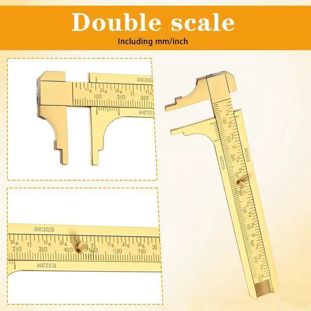 Alt view image 3 of 7 - Brass Pocket Caliper with Double Scale Sliding, Measuring Tool mm/inch Sliding Gauge Mini Vernier Caliper for Bead Wire Jewels Rings Measurement(100mm), 1 Pack
