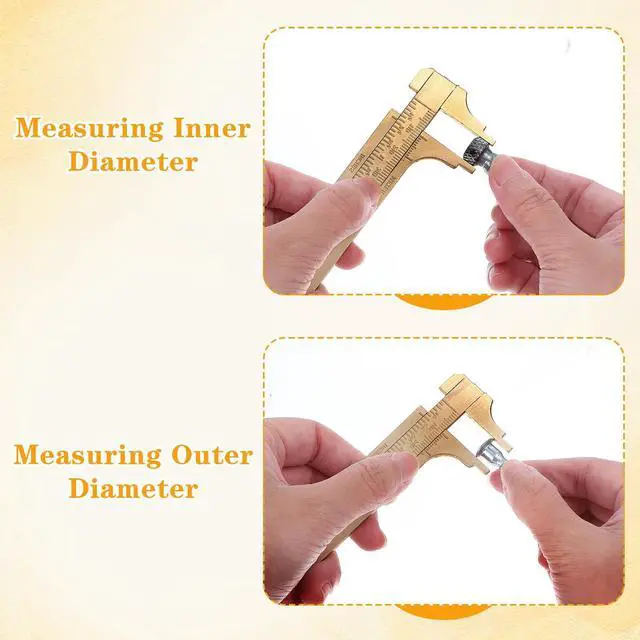 Alt view image 5 of 7 - Brass Pocket Caliper with Double Scale Sliding, Measuring Tool mm/inch Sliding Gauge Mini Vernier Caliper for Bead Wire Jewels Rings Measurement(100mm), 1 Pack