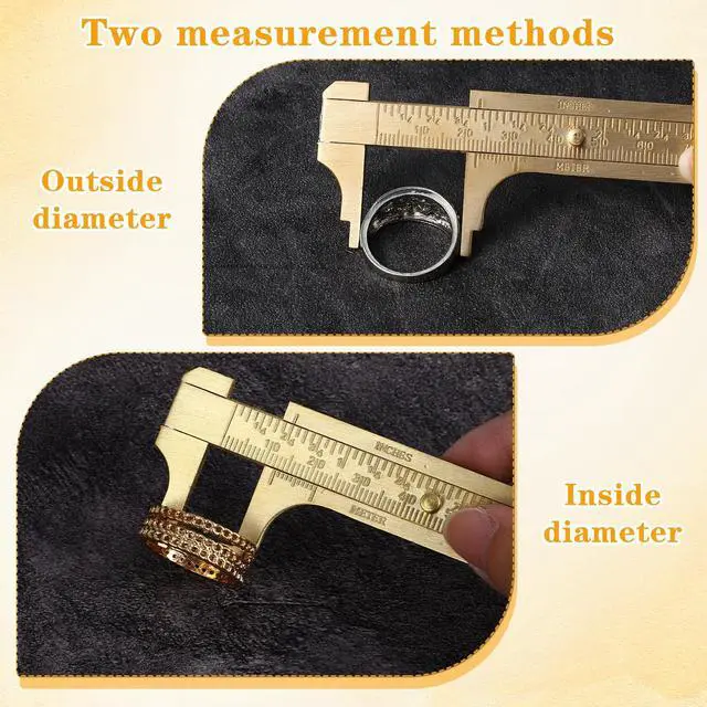 Alt view image 6 of 7 - Brass Pocket Caliper with Double Scale Sliding, Measuring Tool mm/inch Sliding Gauge Mini Vernier Caliper for Bead Wire Jewels Rings Measurement(100mm), 1 Pack