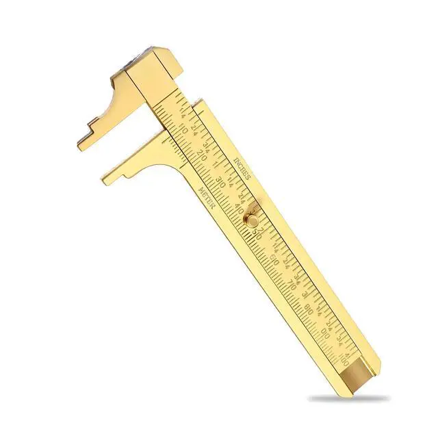 Alt view image 7 of 7 - Brass Pocket Caliper with Double Scale Sliding, Measuring Tool mm/inch Sliding Gauge Mini Vernier Caliper for Bead Wire Jewels Rings Measurement(100mm), 1 Pack