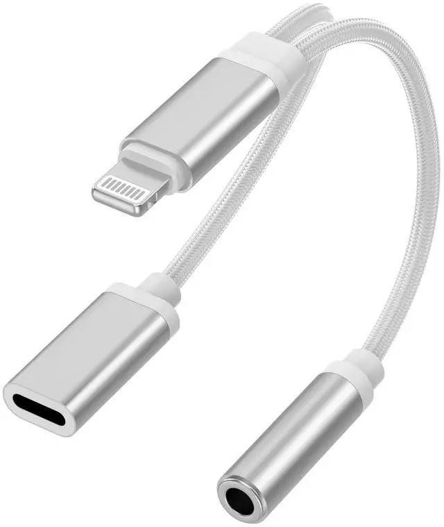 Main image of Apple MFi Certified 2 Pack Lightning to 3.5mm Headphones Jack Adapter for iPhone Dongle 2 in 1 Charger and Aux Audio Splitter Adapter Compatible with iPhone 14 13 12 11 XS XR 8 7