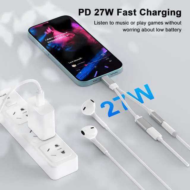 Alt view image 3 of 7 - Apple MFi Certified 2 Pack Lightning to 3.5mm Headphones Jack Adapter for iPhone Dongle 2 in 1 Charger and Aux Audio Splitter Adapter Compatible with iPhone 14 13 12 11 XS XR 8 7