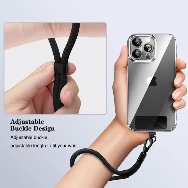 Alt view image 2 of 6 - Phone Lanyard, 2 Pack Adjustable Cell Phone Lanyard Hand Phone Wrist Strap with Tether Tabs for Smartphones (Black)
