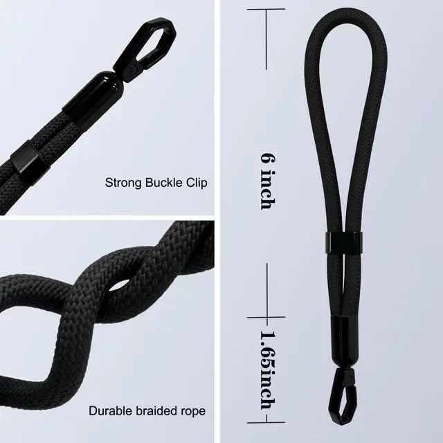 Alt view image 5 of 6 - Phone Lanyard, 2 Pack Adjustable Cell Phone Lanyard Hand Phone Wrist Strap with Tether Tabs for Smartphones (Black)