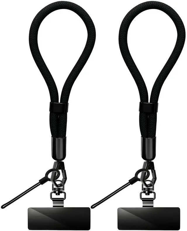 Main image of Phone Lanyard, 2 Pack Adjustable Cell Phone Lanyard Hand Phone Wrist Strap with Tether Tabs for Smartphones (Black)