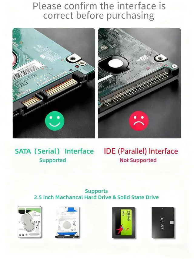 Alt view image 2 of 5 - USB 3.0 External Hard Drive Enclosure, 2.5 Inch SATA III Case, Clear Tool-Free Design for SSD HDD, Compatible with WD Toshiba Samsung PS4 Xbox, UASP Support