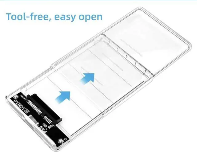 Alt view image 5 of 5 - USB 3.0 External Hard Drive Enclosure, 2.5 Inch SATA III Case, Clear Tool-Free Design for SSD HDD, Compatible with WD Toshiba Samsung PS4 Xbox, UASP Support