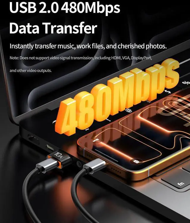 Alt view image 3 of 7 - USB to USB C Adapter 4 Pack,10A 200W Fast Charging USB2.0 480Mbps Data Transfer,USB C Female to A Male Charger Converter for Ma-cBook Pad Phone 17/16/15 Ga-laxy Xp-eria Smartphone Laptop Tablet Black