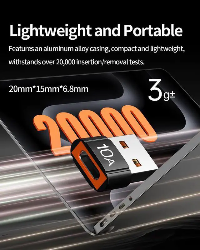 Alt view image 4 of 7 - USB to USB C Adapter 4 Pack,10A 200W Fast Charging USB2.0 480Mbps Data Transfer,USB C Female to A Male Charger Converter for Ma-cBook Pad Phone 17/16/15 Ga-laxy Xp-eria Smartphone Laptop Tablet Black