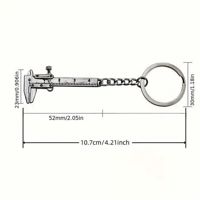 Alt view image 4 of 5 - Mini Vernier Caliper , Car Keychain,Vernier Caliper Ruler Sliding Key Holder Rings Keychain Tools Cool Keychain Gift Ideas for Men Women 3D Movable Precision Measurement Tool