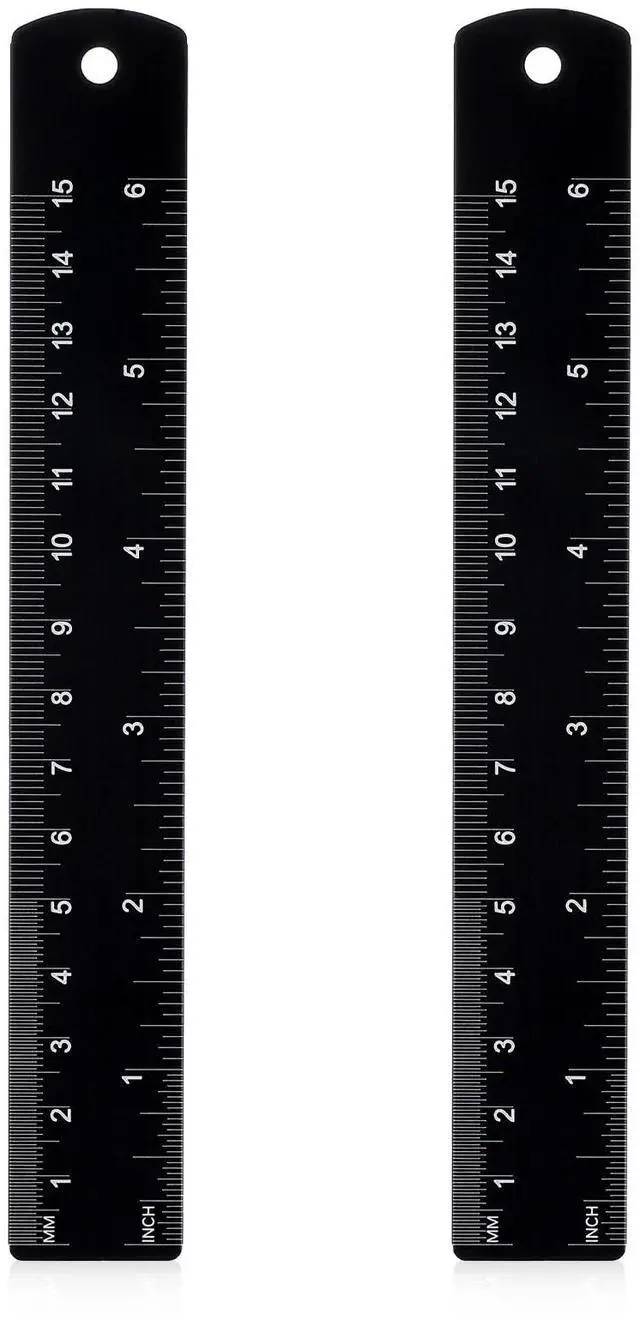 Main image of 2pcs Metal Ruler Millimeters, 6 Inch Stainless Steel Ruler with Metric Measurement Centimeters, Inches and Conversion,for Office School Students Machinist