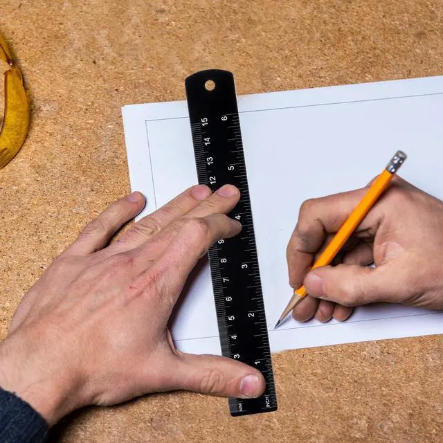 Alt view image 7 of 7 - 2pcs Metal Ruler Millimeters, 6 Inch Stainless Steel Ruler with Metric Measurement Centimeters, Inches and Conversion,for Office School Students Machinist