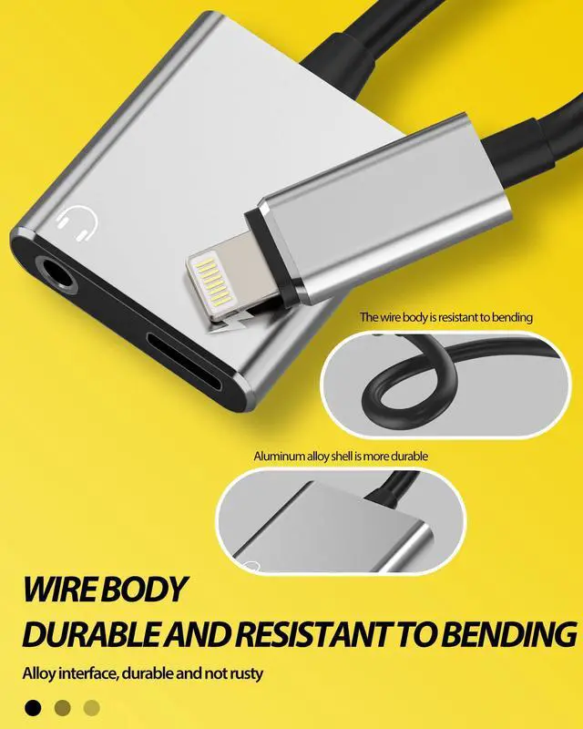 Alt view image 6 of 7 - IPhone AUX Adapter(2 in 1)Lightning to 3.5mm Jack Headphone Cable Splitter Dongle Charger Cord MFI Certified Audio Adaptador Earbud Charging Converter for 14 13 12 11 Pro Max X Xr Xs 7 8 Plus
