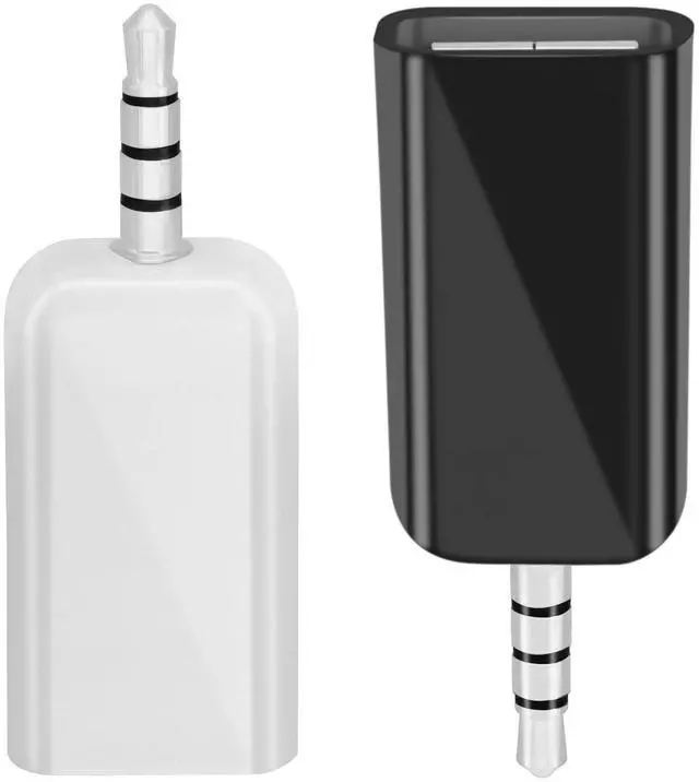 Main image of 2 Pack AUX to USB Adapter, USB A Female to 3.5mm Male Audio Converter Jack Plug for USB Flash Drive U-Disk to Connect Car CD Player, Only Work for Car Auxiliary Port - Black+White