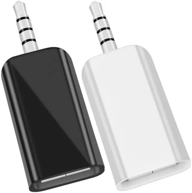 Alt view image 2 of 7 - 2 Pack AUX to USB Adapter, USB A Female to 3.5mm Male Audio Converter Jack Plug for USB Flash Drive U-Disk to Connect Car CD Player, Only Work for Car Auxiliary Port - Black+White