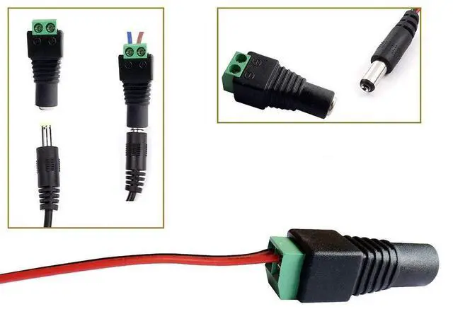 Alt view image 5 of 6 - 5.5mm x 2.1mm DC Barrel Jack Connector - 12V/5V-24V Adapter with Female Socket & Male Plug - DIY DC Terminal Connector for CCTV Camera, LED Strip Light & More (5 Female + 5 Male)