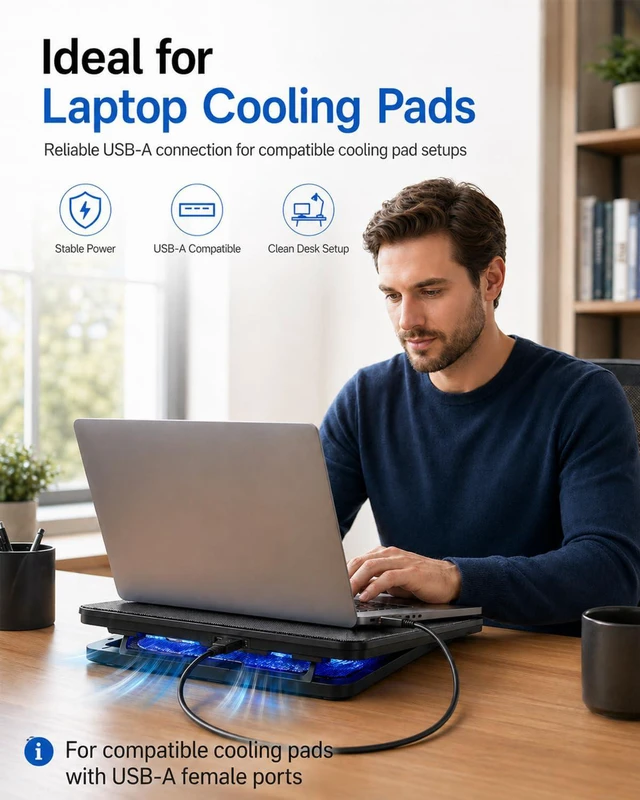 Alt view image 2 of 7 - USB to USB Cable 3.3FT, USB3.0 Type A to Type A Male to Male Cord 5Gbps Data Transfer for Laptop Cooling Pad, Hard Drive Enclosure, Hub, KVM Switch, Not for PC to PC or Video