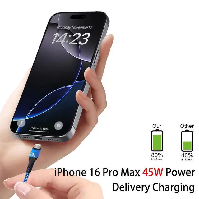 Alt view image 3 of 7 - 240W USB C to USB C Cable 10FT Blue, iPhone 15 Fast Charging Cable, Long Braided Type C Cord for MacBook Pro, iPhone 15Pro/15Plus/15ProMax, iPad Pro/Air, Samsuang Galaxy S24 S23, Switch,PS5 (USB 2.0)