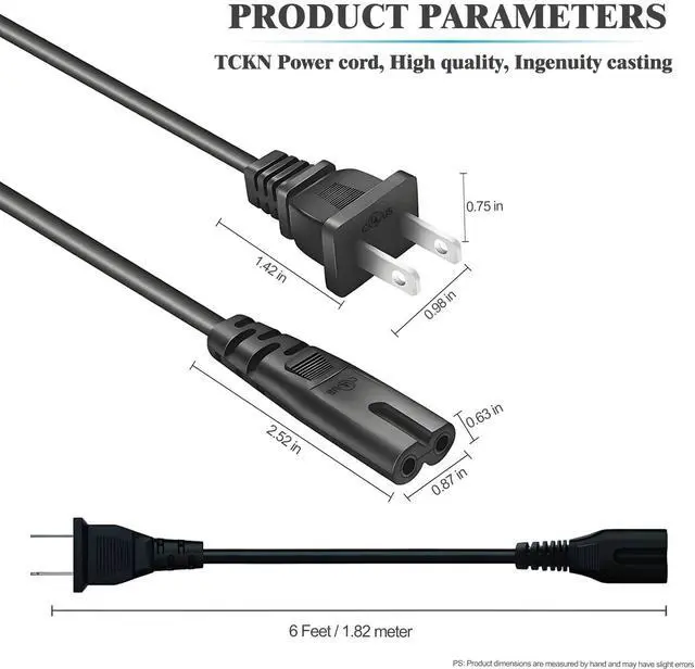 Alt view image 5 of 7 - 6Ft AC Power Cord for Sony PS5 PS4, Xbox One S/X, Xbox Series X/S, TV, Universal IEC C7 Figure 8 2 Prong Replacement Cable
