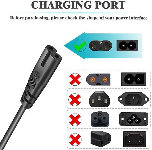 Alt view image 3 of 7 - 6Ft AC Power Cord for Sony PS5 PS4, Xbox One S/X, Xbox Series X/S, TV, Universal IEC C7 Figure 8 2 Prong Replacement Cable