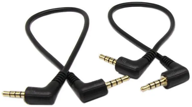 Main image of 3.5mm TRRS Cable, (2-Pack) Gold Plated 90 Degree Right & Left Angled 3.5mm Stereo 4-Pole Male to Male Auxiliary Audio Cable for Smartphones,Tablets,Players Microphone(4-P,9inch)