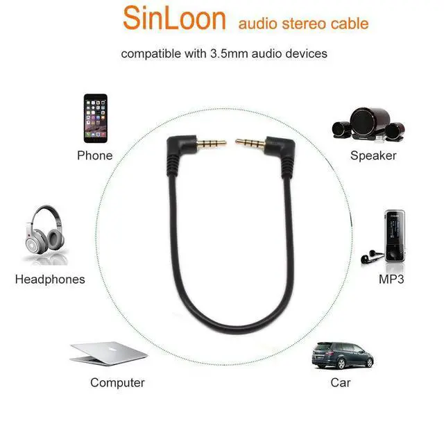 Alt view image 6 of 7 - 3.5mm TRRS Cable, (2-Pack) Gold Plated 90 Degree Right & Left Angled 3.5mm Stereo 4-Pole Male to Male Auxiliary Audio Cable for Smartphones,Tablets,Players Microphone(4-P,9inch)