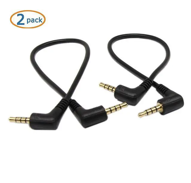Alt view image 7 of 7 - 3.5mm TRRS Cable, (2-Pack) Gold Plated 90 Degree Right & Left Angled 3.5mm Stereo 4-Pole Male to Male Auxiliary Audio Cable for Smartphones,Tablets,Players Microphone(4-P,9inch)