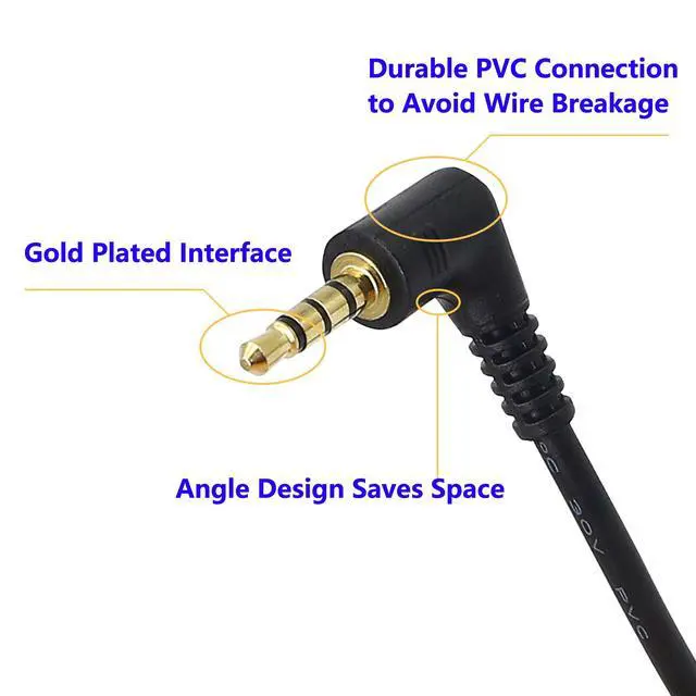 Alt view image 2 of 7 - 3.5mm TRRS Cable, (2-Pack) Gold Plated 90 Degree Right & Left Angled 3.5mm Stereo 4-Pole Male to Male Auxiliary Audio Cable for Smartphones,Tablets,Players Microphone(4-P,9inch)
