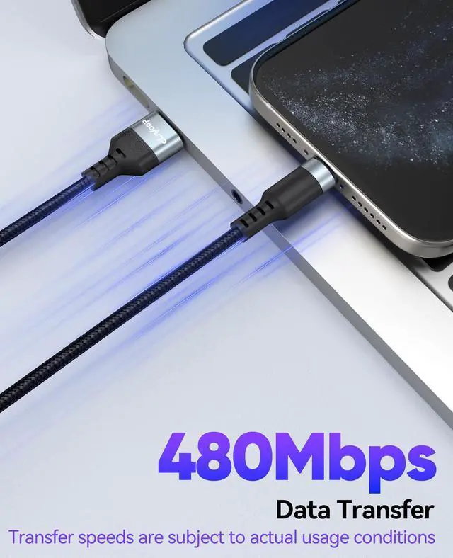 Alt view image 3 of 7 - 20 FT USB C Cable Long, 18W Fast Charging USB A 2.0 to USB-C Charge Cord 20 Foot 480Mbps Data Transfer Type C Black Braided for PS5, Xbox, iPhone 17/16/15, Galaxy S25/24/23 Andriod Phone etc.